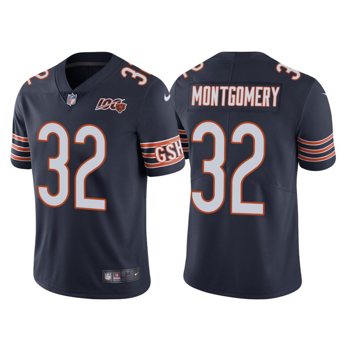 Chicago Bears 100th Anniversary David Montgomery Navy Limited Jersey
