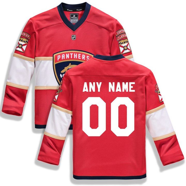 Florida Panthers Fanatics Branded Youth Home Replica Custom Jersey - Red