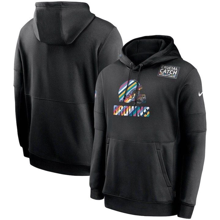 Nike Cleveland Browns Black Crucial Catch Sideline Performance Pullover Hoodie