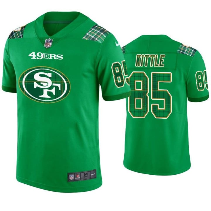 George Kittle San Francisco 49ers #85 Jersey St. Patrick's Day Kelly Green Lucky - Men
