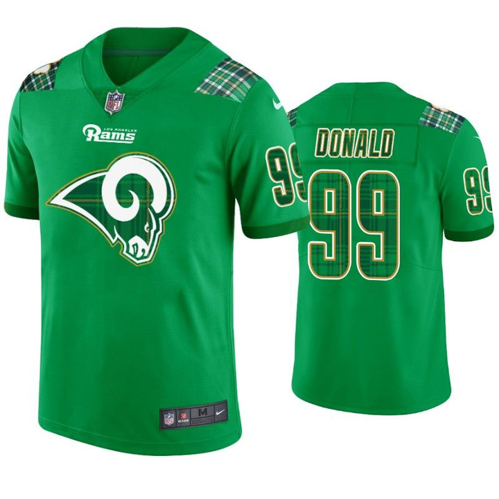 Los Angeles Rams #99 Aaron Donald Jersey St. Patrick's Day Kelly Green Lucky - Men