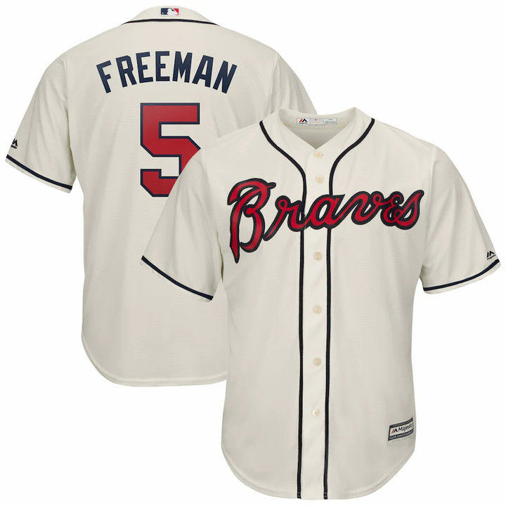 Freddie Freeman Atlanta Braves Majestic Official Cool Base Player Jersey - Cream