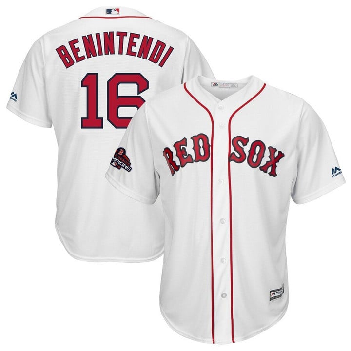 Andrew Benintendi Boston Red Sox Majestic 2018 World Series Champions Team Logo Player Jersey - White