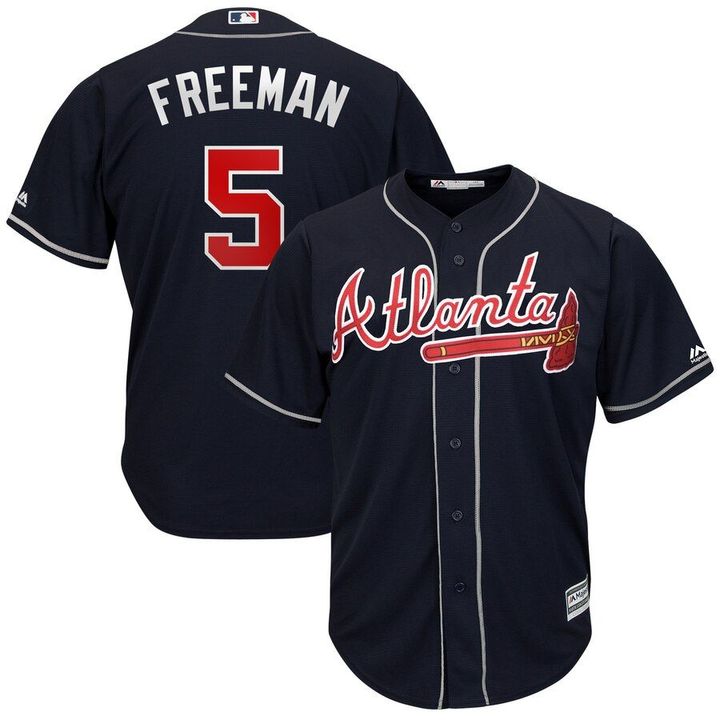 Freddie Freeman Atlanta Braves Majestic Big And Tall Alternate Cool Base Replica Player Jersey - Navy