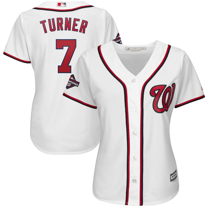 Trea Turner Washington Nationals Majestic Women's 2019 World Series Champions Home Cool Base Patch Player Jersey - White