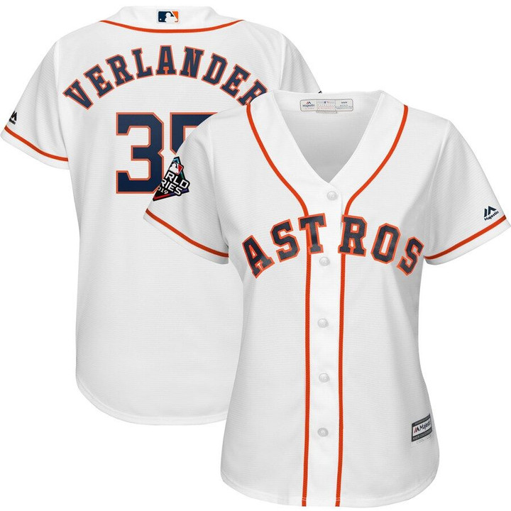 Justin Verlander Houston Astros Majestic Women's 2019 World Series Bound Official Cool Base Player Jersey - White