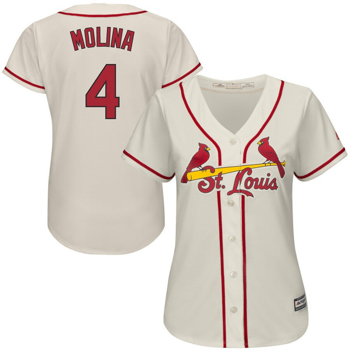 Yadier Molina St. Louis Cardinals Majestic Women's Alternate Cool Base Player Jersey - Ivory