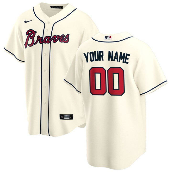 Atlanta Braves Nike Alternate 2020 Replica Custom Jersey - Cream