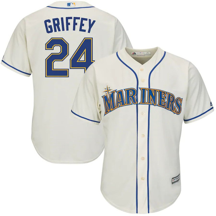 Ken Griffey Jr. Seattle Mariners Majestic Alternate Official Cool Base Replica Player Jersey - Cream