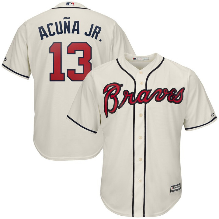 Ronald Acuna Jr. Atlanta Braves Majestic Alternate Cool Base Player Replica Jersey - Cream