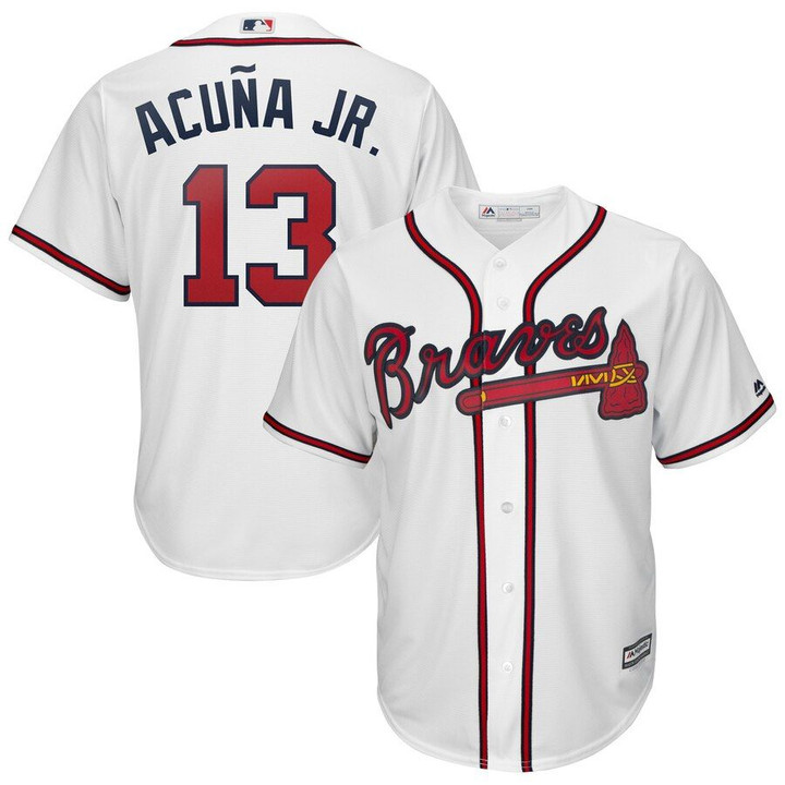 Ronald Acuna Jr. Atlanta Braves Majestic 2019 Home Official Cool Base Player Jersey - White
