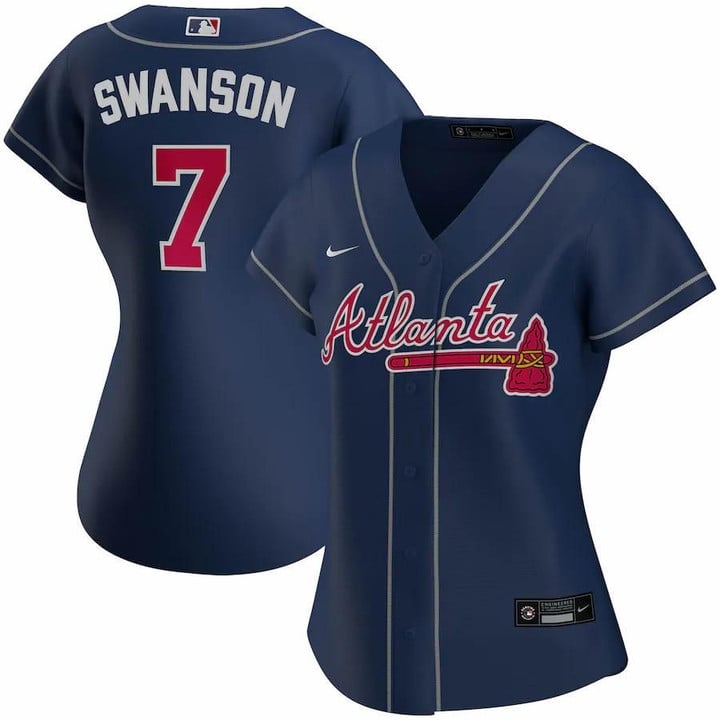 Women's Atlanta Braves Dansby Swanson Nike Navy Alternate 2020 Replica Player Jersey