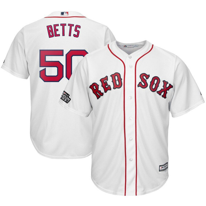 Mookie Betts Boston Red Sox Majestic 2019 London Series Cool Base Player Jersey - White