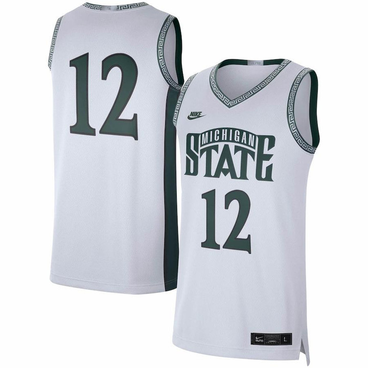 #12 Michigan State Spartans Nike Limited Retro Basketball Jersey - White