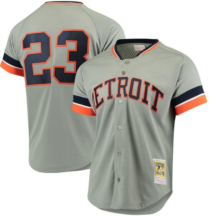 Kirk Gibson Detroit Tigers Mitchell & Ness Fashion Cooperstown Collection Mesh Batting Practice Jersey - Gray