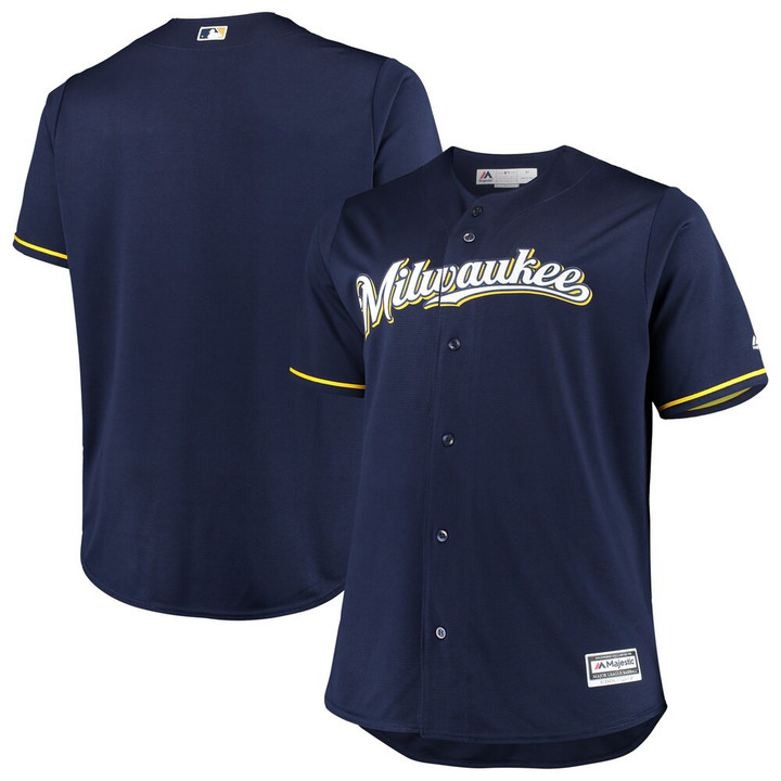 Milwaukee Brewers Majestic Alternate Home Big & Tall Team Cool Base Jersey - Navy
