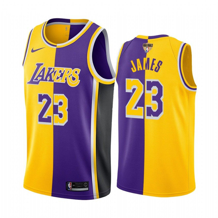 Lakers LeBron James 2020 NBA Finals Bound Gold Purple Jersey Split Special Edition