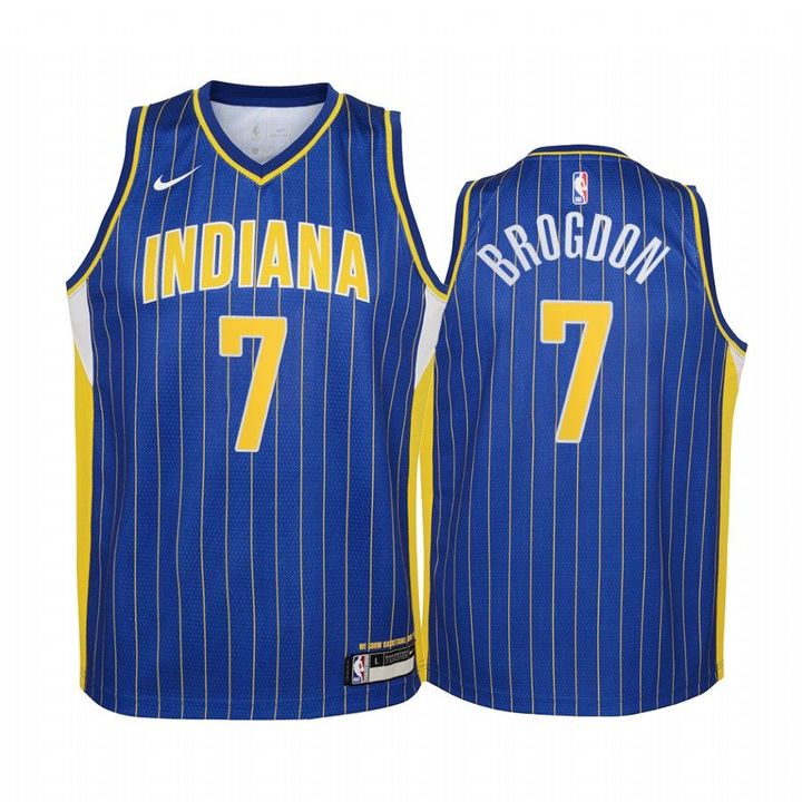 Indiana Pacers Malcolm Brogdon 2020-21 City Edition Blue Youth Jersey - New Uniform