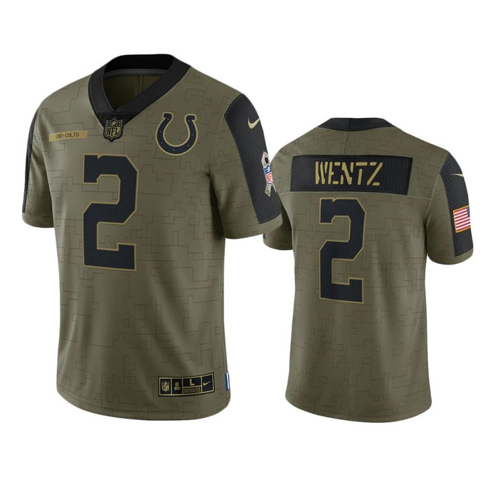 Colts Carson Wentz Limited Jersey Olive 2021 Salute To Service