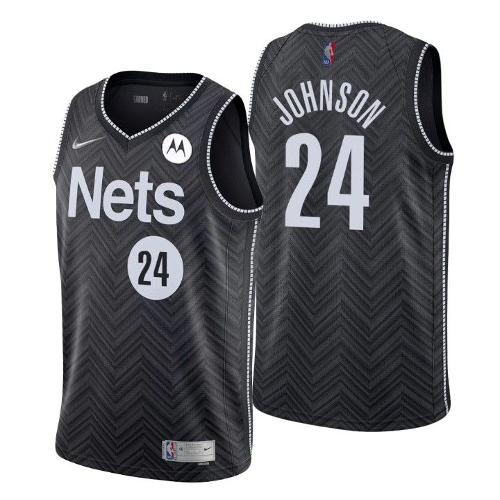 Brooklyn Nets No. 24 Alize Johnson Black Swingman Earned Edition Jersey