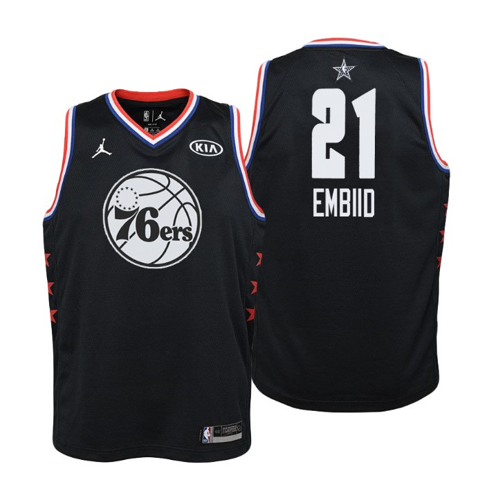 Youth 2019 NBA All-Star 76ers #21 Joel Embiid Black Jersey