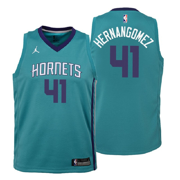 Youth 2017-18 Hornets Willy Hernangomez Icon Edition Teal Jersey