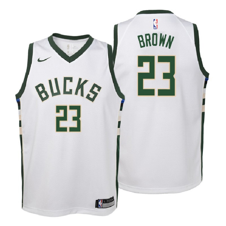 Youth 2017-18 Bucks Sterling Brown Association White Jersey