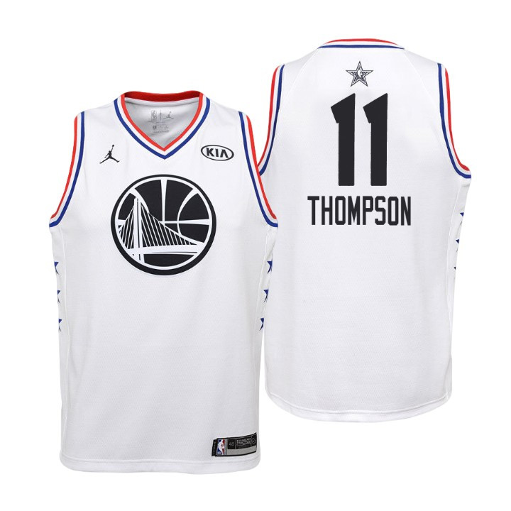 Youth 2019 NBA All-Star Warriors #11 Klay Thompson White Jersey