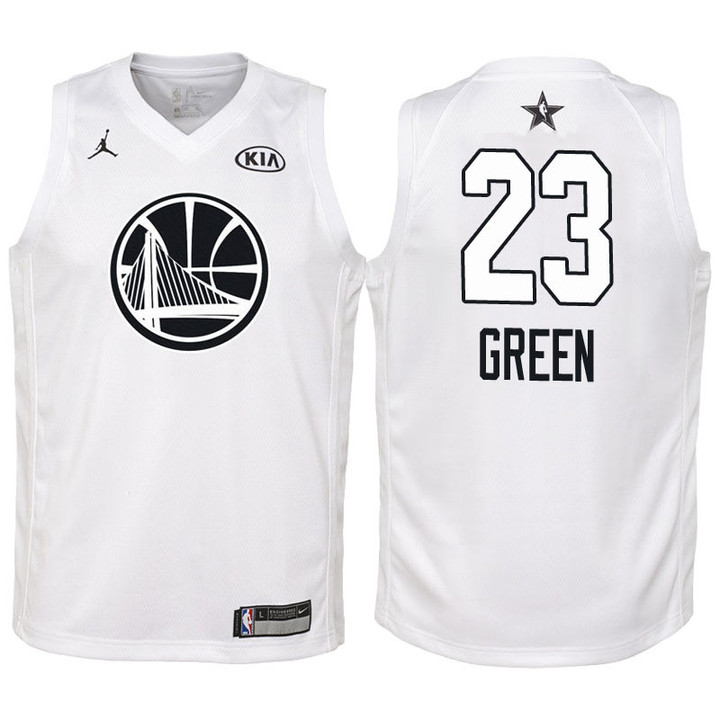 Youth 2018 NBA All-Star Warriors Draymond Green White Jersey