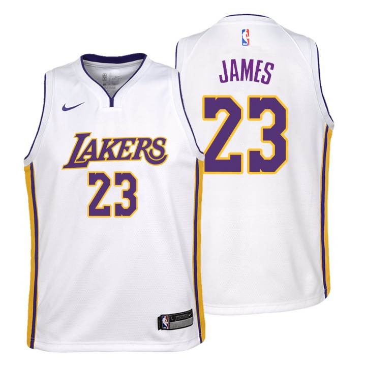 Youth Lakers Lebron James Association White Jersey