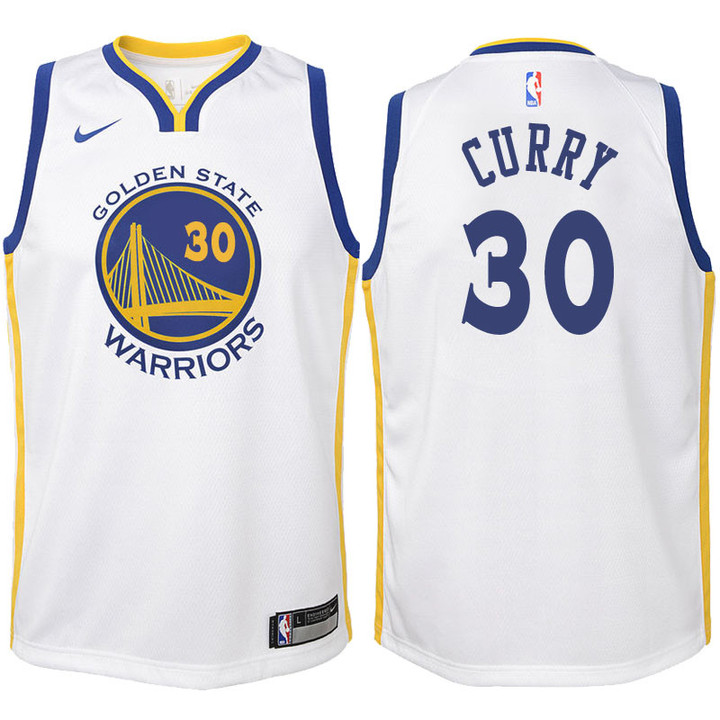 Youth Warriors Stephen Curry White Jersey-Association Edition