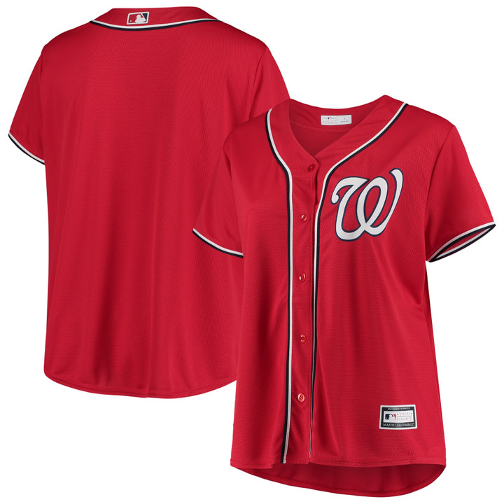 Washington Nationals Women's Plus Size Alternate Replica Team Jersey - Red