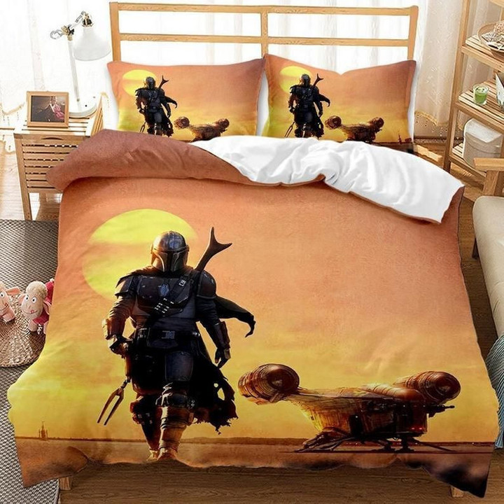 Star War Grogu Mandalorian  Duvet Quilt Bedding Set