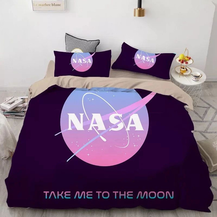 NASA Space Take Me To The Moon 5 Duvet Quilt Bedding Set