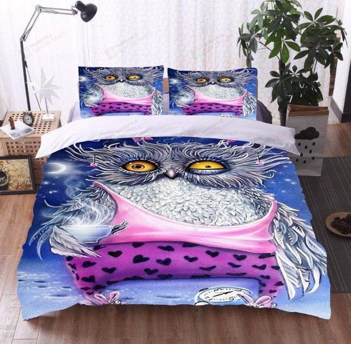 3D Crazy Owl Cotton Bed Sheets Spread Comforter Duvet Cover Bedding Sets