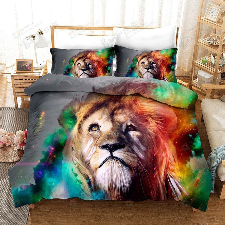 3D Art Water Painting Lion Printed Bed Sheets Duvet Cover Bedding Set Great Gifts For Birthday Christmas Thanksgiving