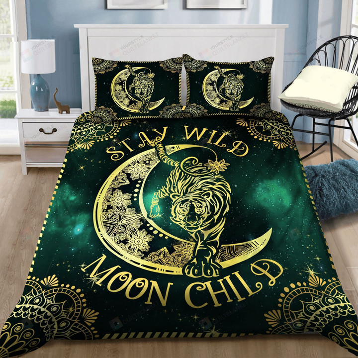 3D Tiger Stay Wild Moon Child Cotton Bed Sheets Spread Comforter Duvet Cover Bedding Sets