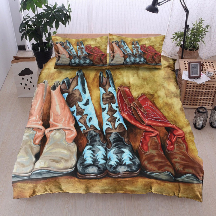 3D Cowboy Shoes Cotton Bed Sheets Spread Comforter Duvet Cover Bedding Sets