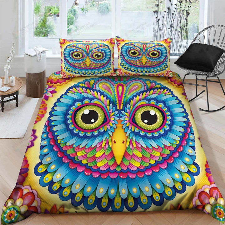 3D Owl Art Pattern Cotton Bed Sheets Spread Comforter Duvet Cover Bedding Sets