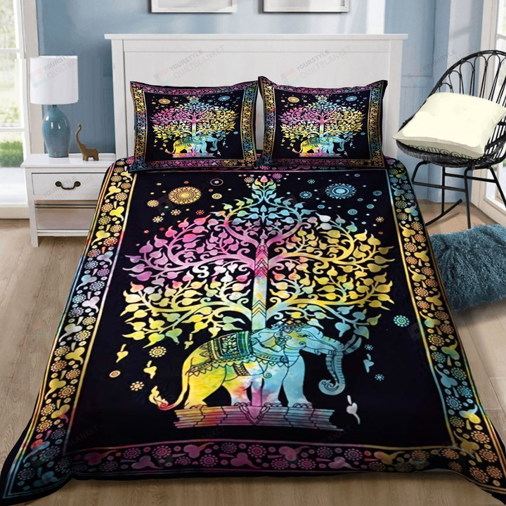 3D Elephant Mandala Under The Tree Cotton Bed Sheets Spread Comforter Duvet Cover Bedding Sets