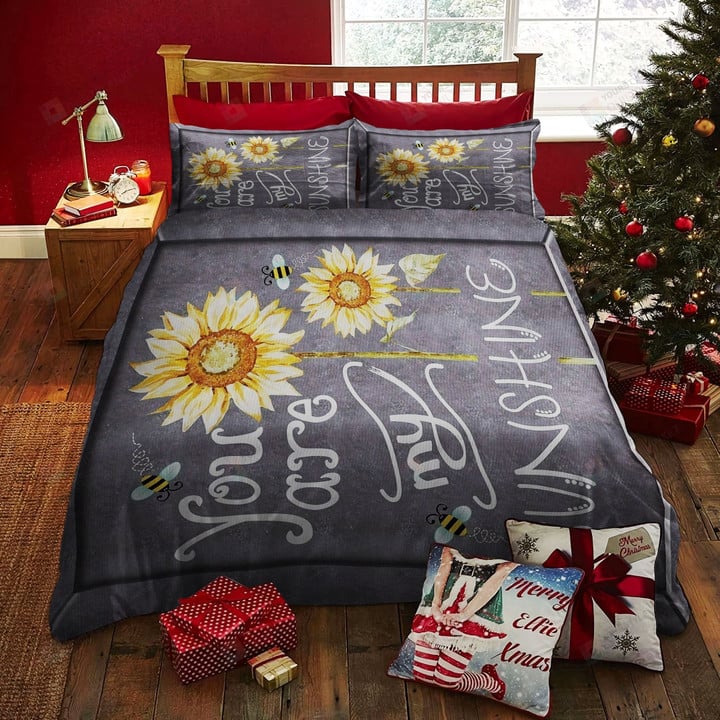 3D Bee Sunflower You Are My Sunshine Cotton Bed Sheets Spread Comforter Duvet Cover Bedding Sets
