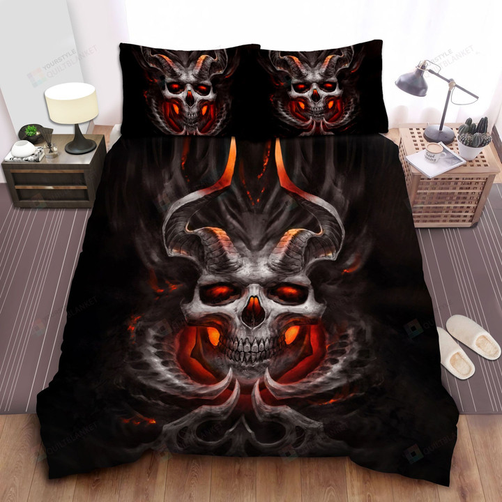 3d Illustration Of Satan Skull Bed Sheets Spread Comforter Duvet Cover Bedding Sets