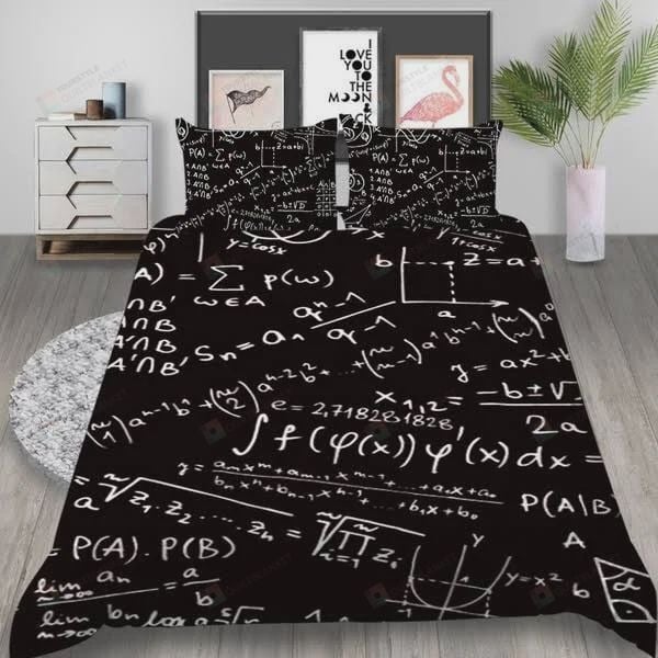 3D Effect Newly Black Mathematical Formula Cotton Bed Sheets Spread Comforter Duvet Cover Bedding Sets