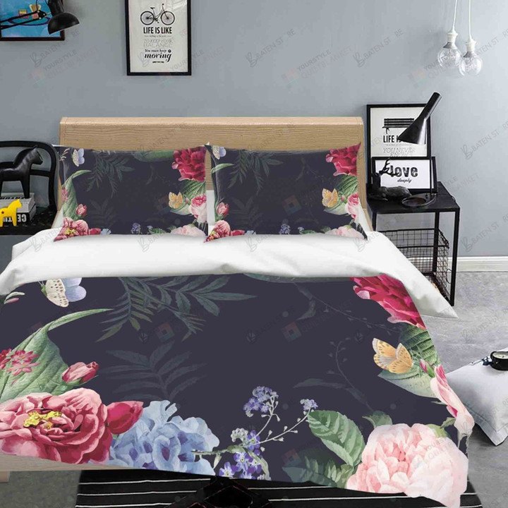 3d Black Floral Leaf Bed Sheets Duvet Cover Bedding Set Great Gifts For Birthday Christmas Thanksgiving