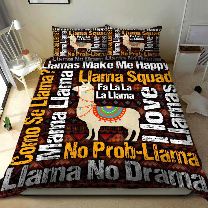 3D Llama Makes Me Happy Cotton Bed Sheets Spread Comforter Duvet Cover Bedding Sets