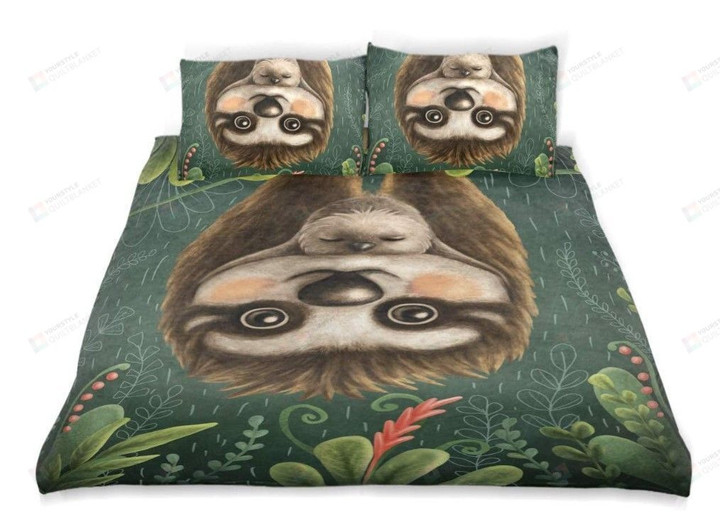 3D Sloth Mom And Baby Cotton Bed Sheets Spread Comforter Duvet Cover Bedding Sets