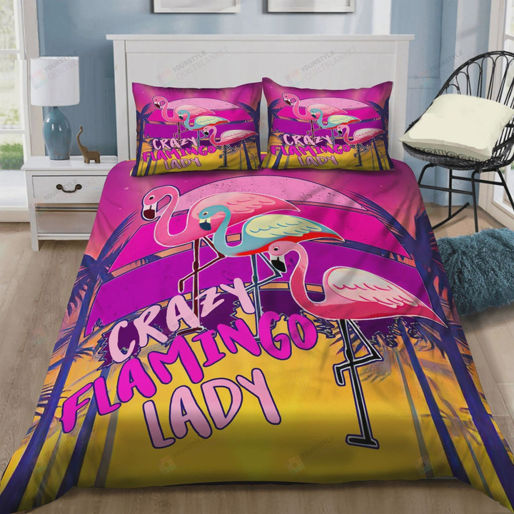 3D Crazy Flamingo Lady Cotton Bed Sheets Spread Comforter Duvet Cover Bedding Sets