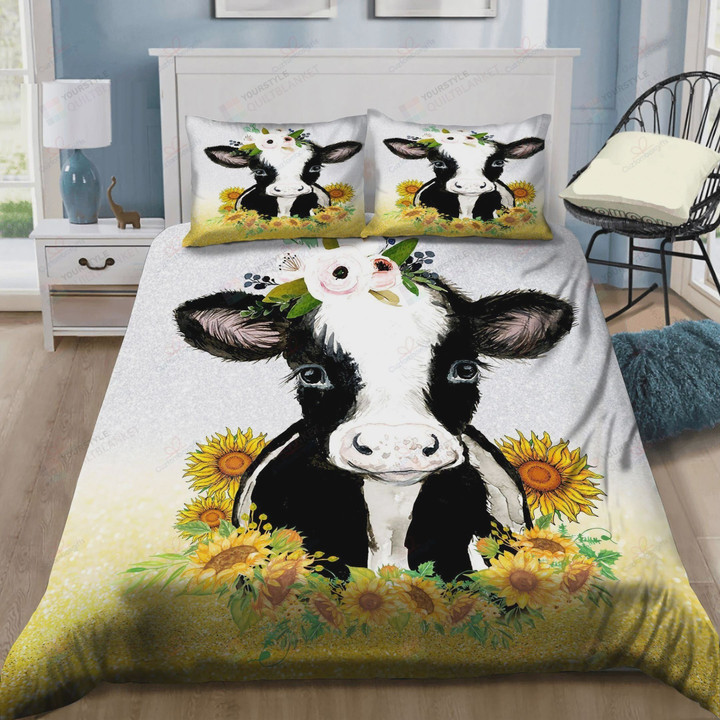 Baby Cow Sunflower Cotton Bed Sheets Spread Comforter Duvet Cover Bedding Sets