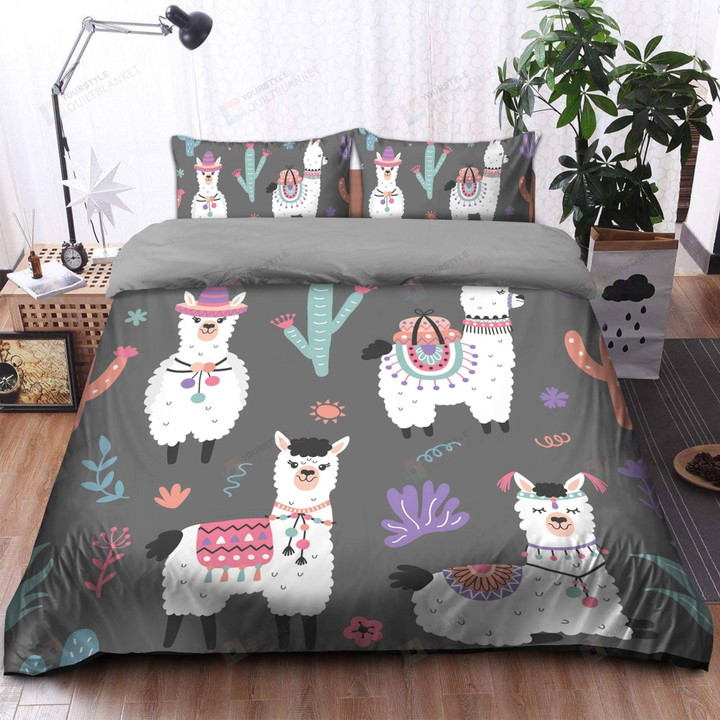 Alpaca Pattern White Art Cotton Bed Sheets Spread Comforter Duvet Cover Bedding Sets