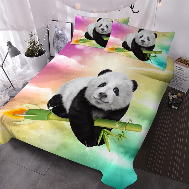 Bamboo Rocket Panda Cotton Bed Sheets Spread Comforter Duvet Cover Bedding Sets